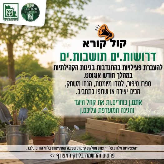 פעילויות בהתנדבות בגינות הקהילתיות במהלך אוגוסט